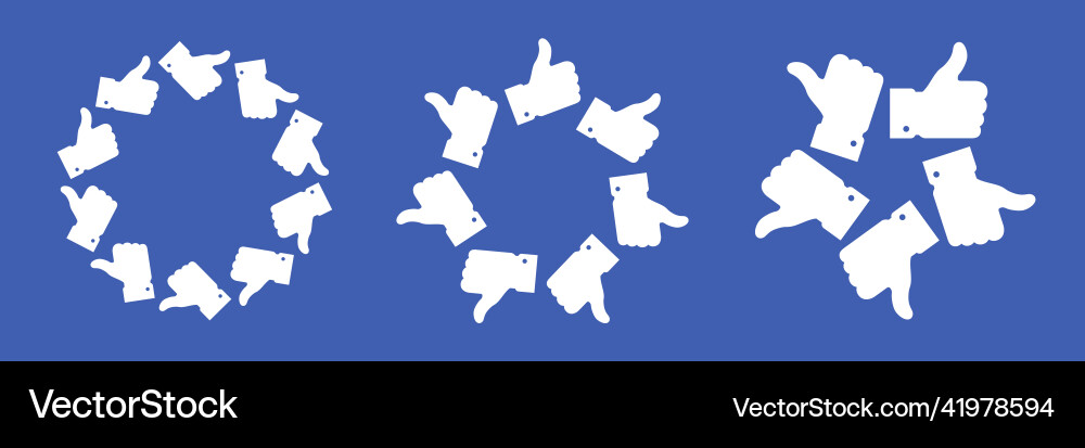 White thumb up circle icon set like round frame Vector Image