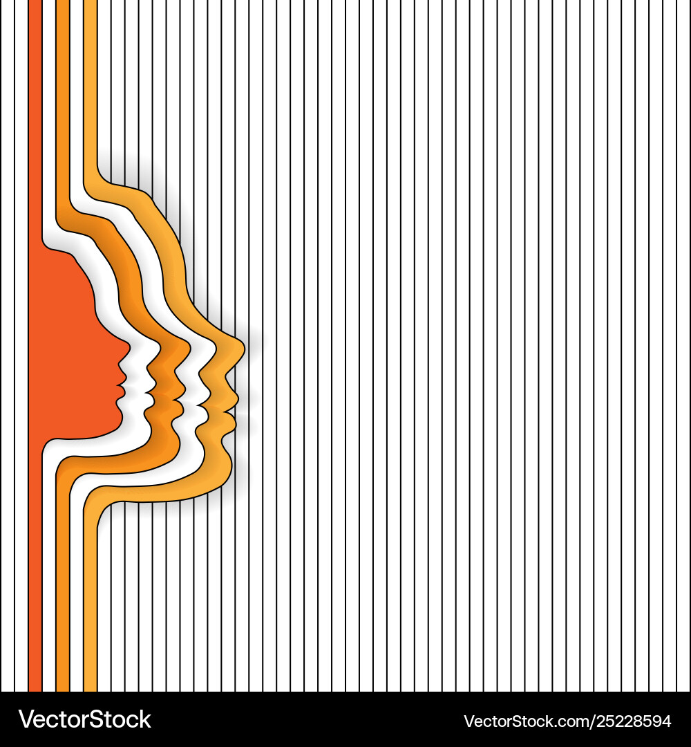 Woman face orange silhouettes Woman face orange silhouettes vector image