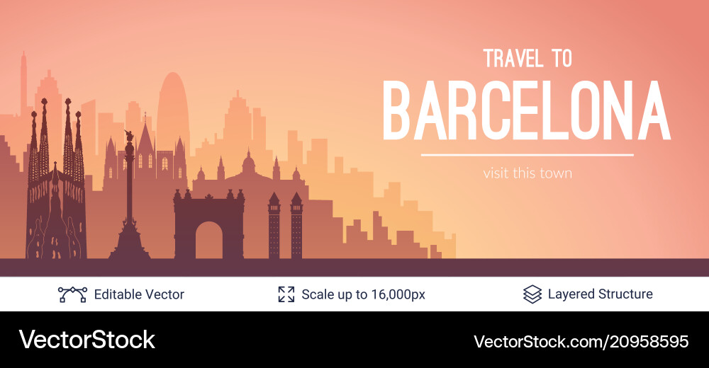 Barcelona famous city scape Barcelona famous city scape vector image