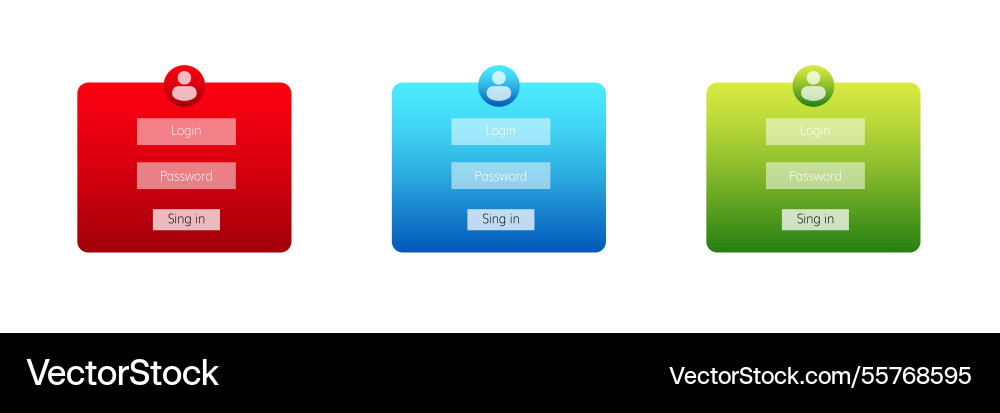 Colorful user interface buttons for login vector image
