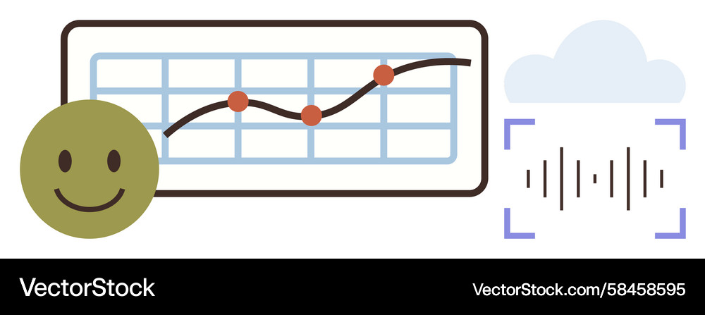Data Trend Analysis with Cloud Graph Vector Image