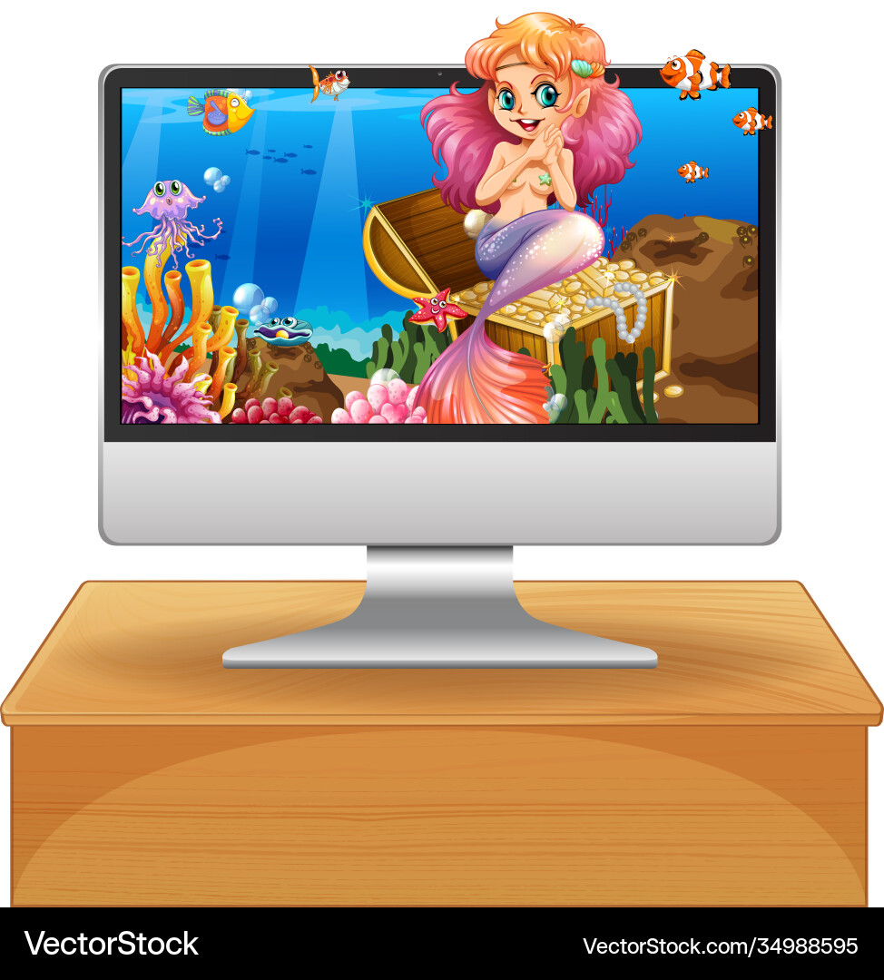 Isolated computer underwater mermaid scene Vector Image