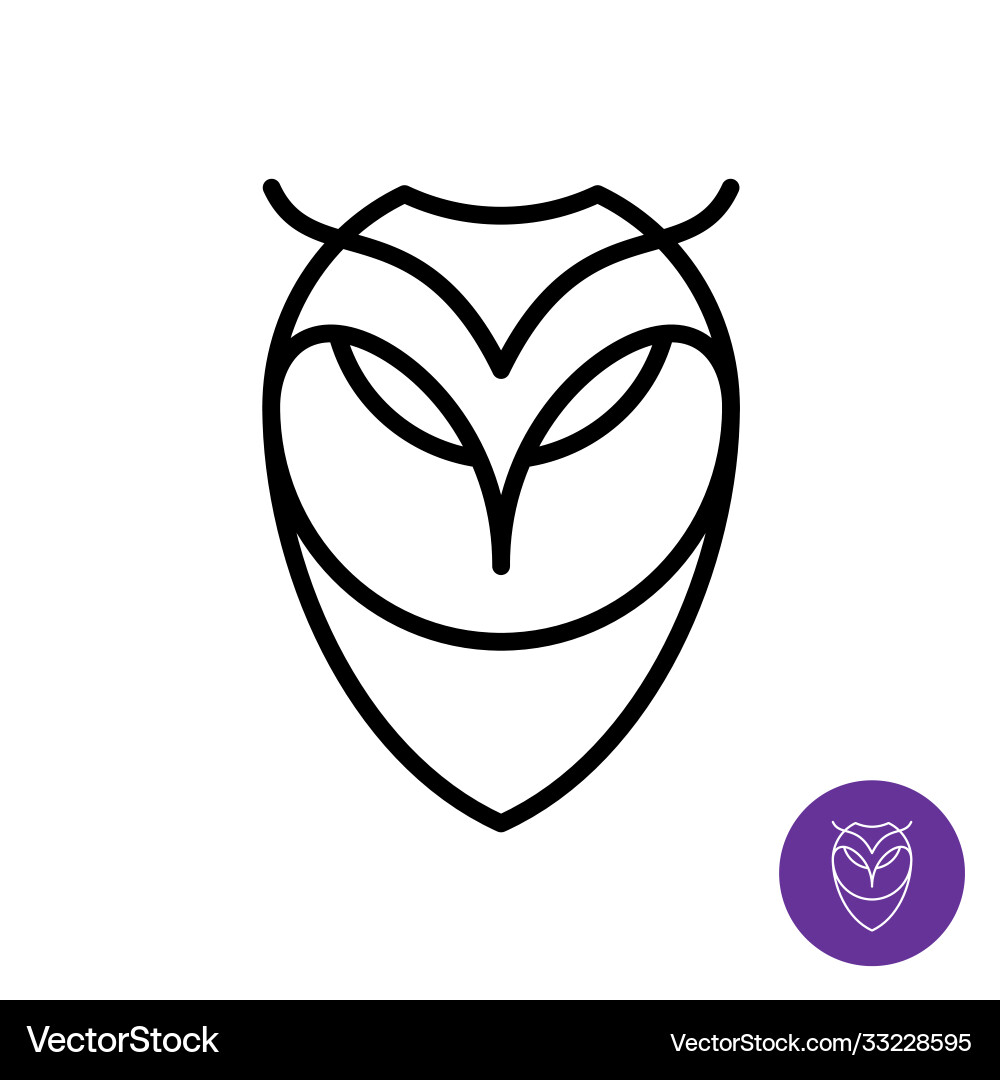 Outline style owl simple icon predator bird face vector image