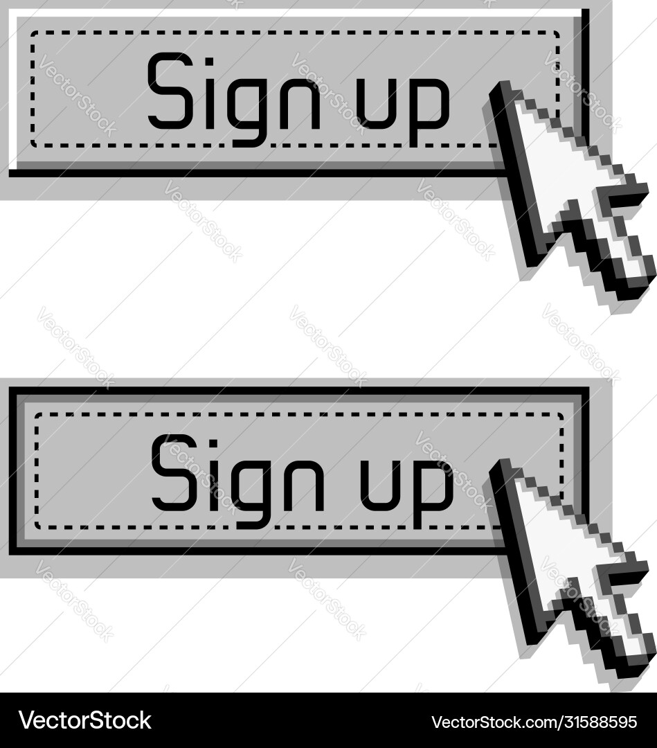 Sign up button with a pointer in style old Sign up button with a pointer in style old vector image