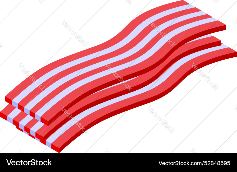Three slices of bacon are lying on top each Three slices of bacon are lying on top each vector image