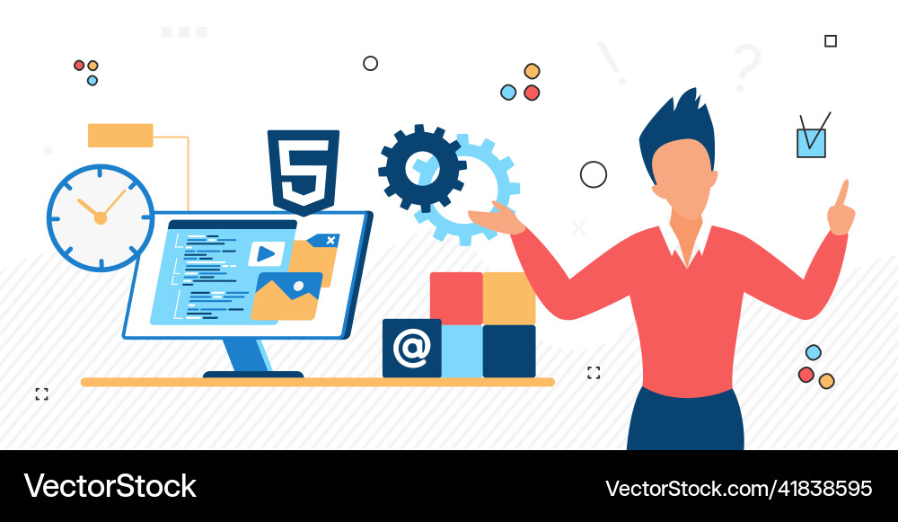 Website development process writing code in web Vector Image