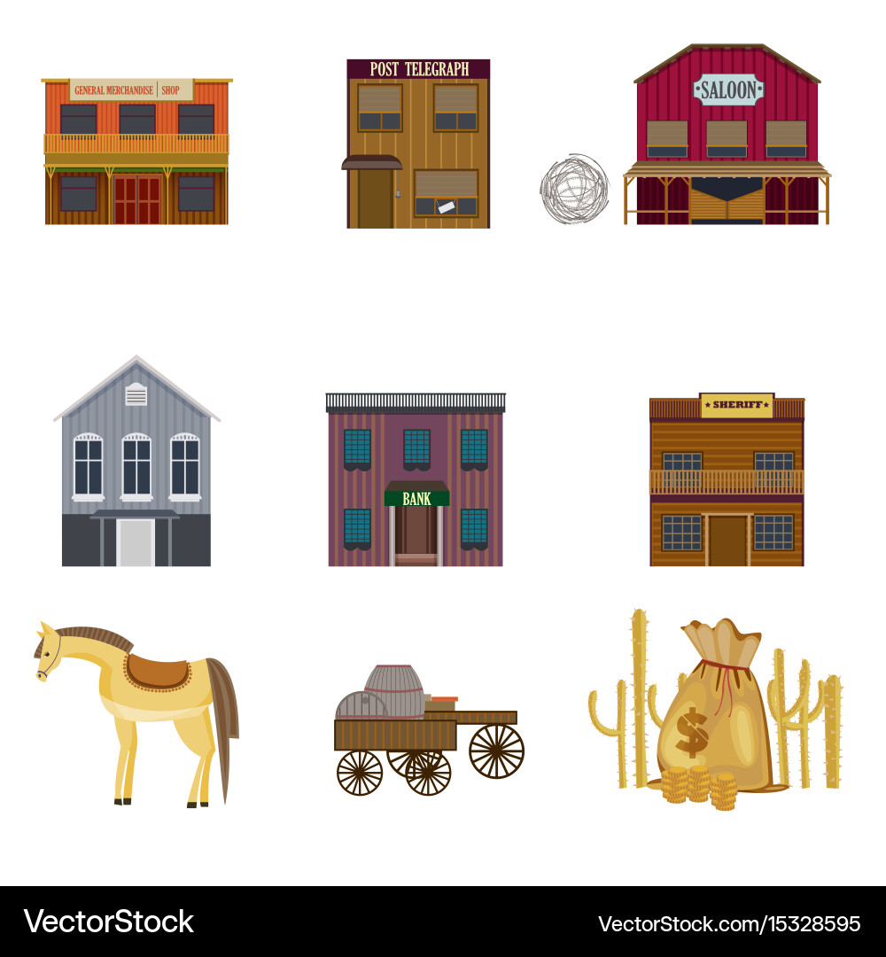 Wild West Elements Collection Vector Image