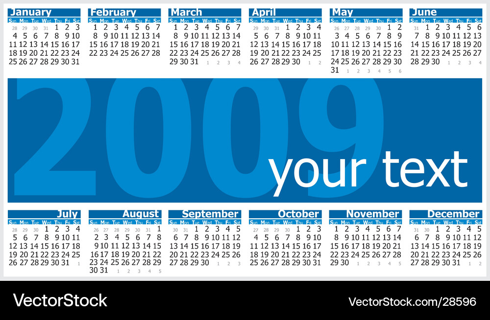 2009 Calendar - Monthly View Vector Image