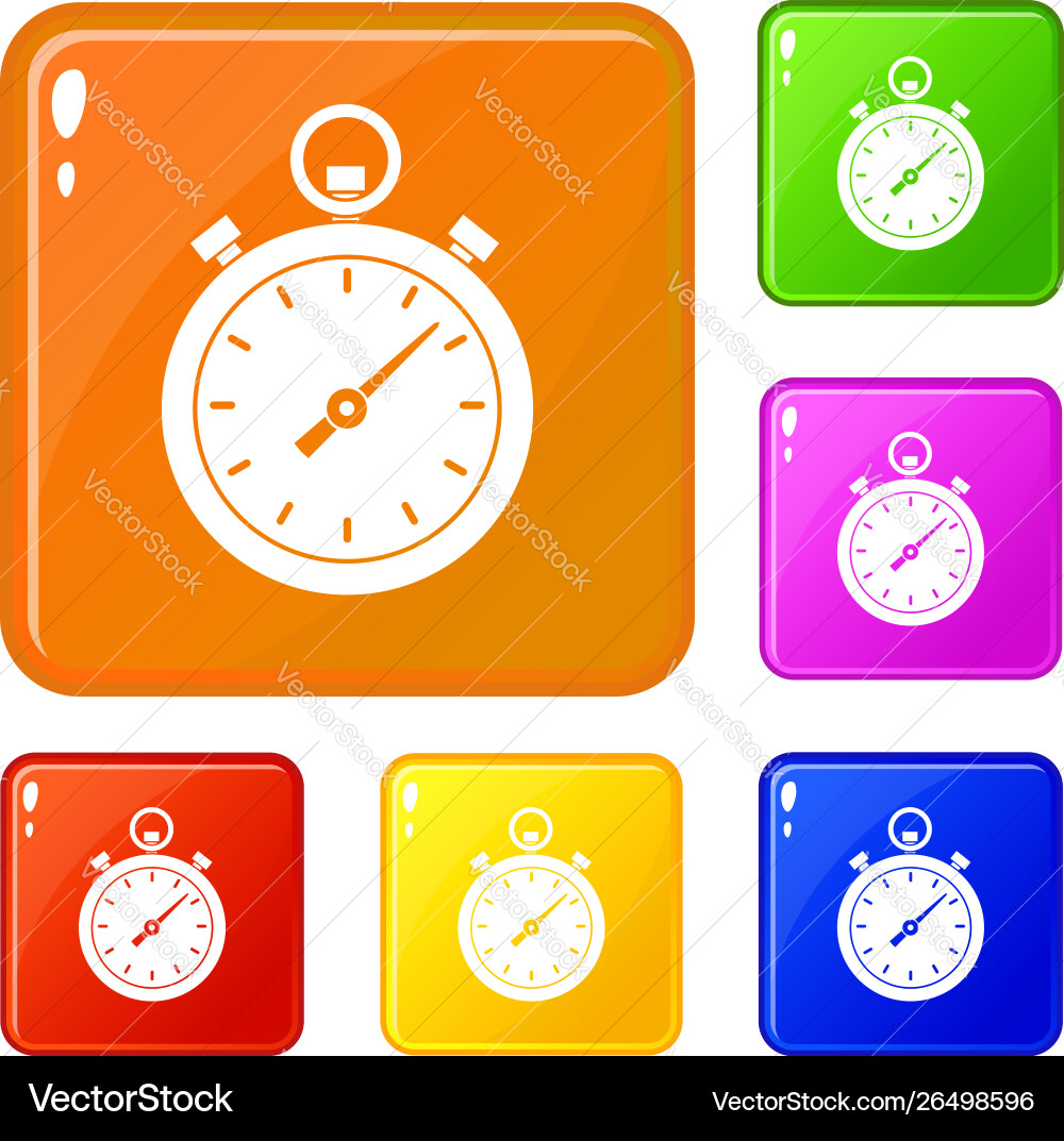 Chronometer icons set color Chronometer icons set color vector image