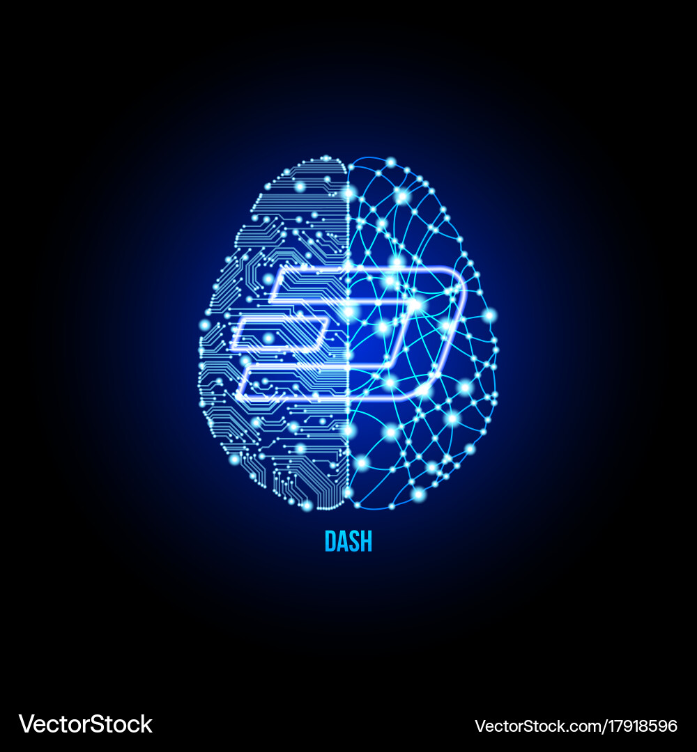 Crypto currency dash on brain background – Royalty-Free Vector | VectorStock