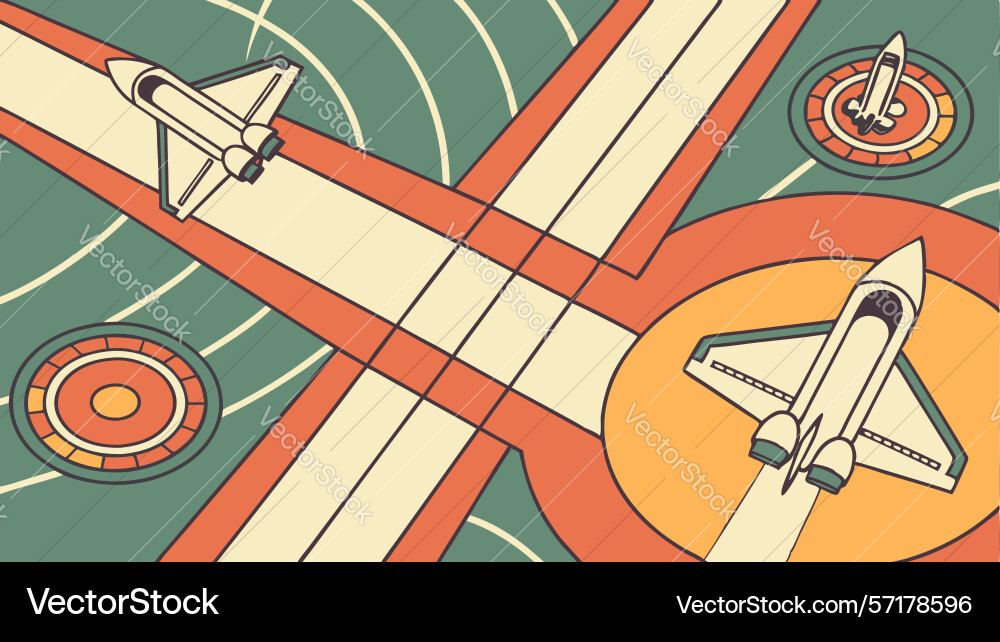 Global space program and launch sites map design Vector Image