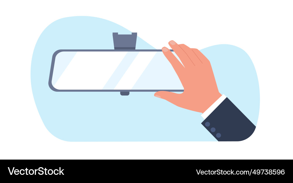 Hand corrects rearview mirror for better view Hand corrects rearview mirror for better view vector image