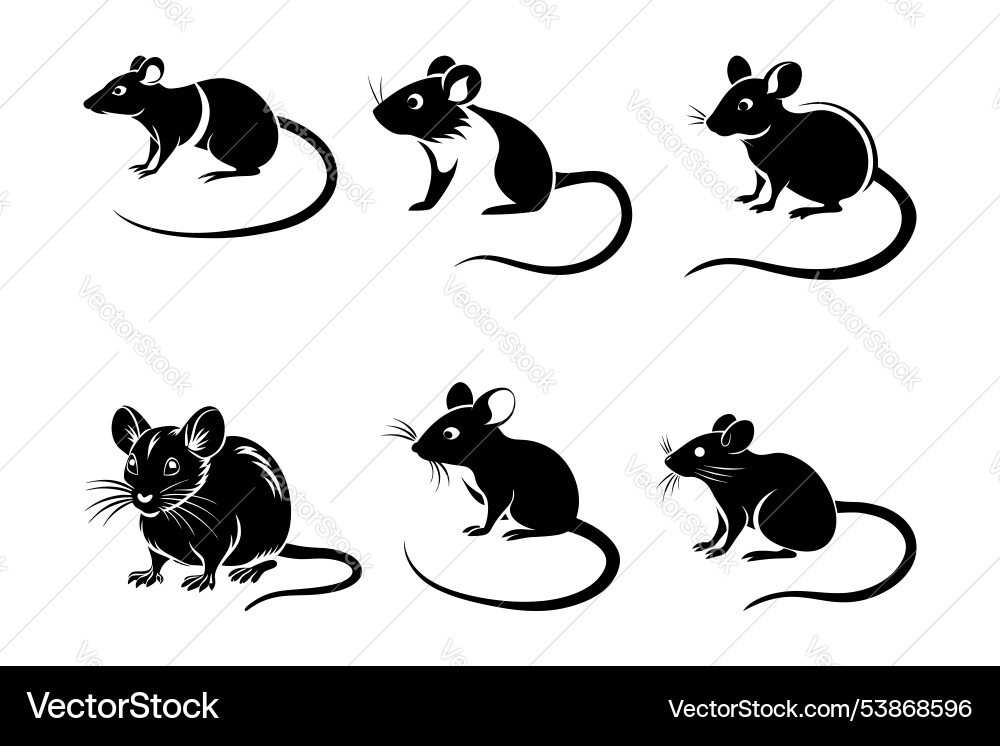 Minimal and abstract mouse logos icons rat set Vector Image