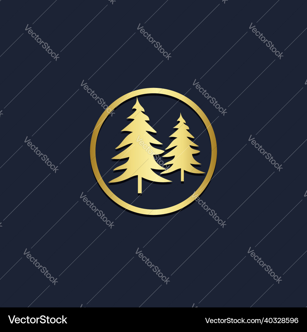 Pine tree gold logo Royalty Free Vector Image - VectorStock