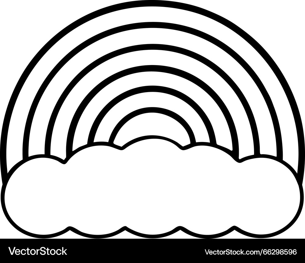 Rainbow with Cloud Line Art – Royalty-Free Vector | VectorStock