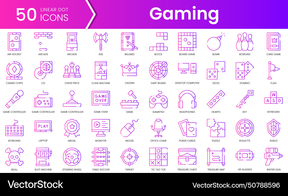 Set of gaming icons gradient style icon bundle Set of gaming icons gradient style icon bundle vector image