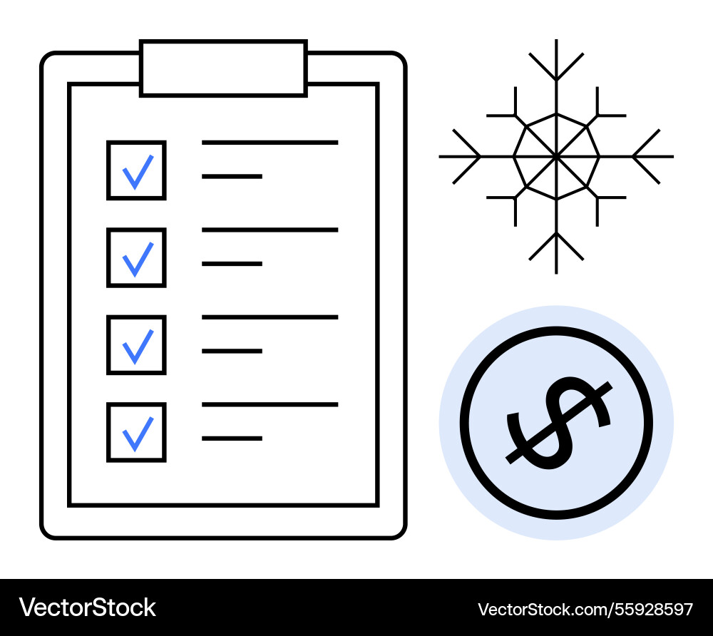 Checklist with checkmarks snowflake shape Checklist with checkmarks snowflake shape vector image