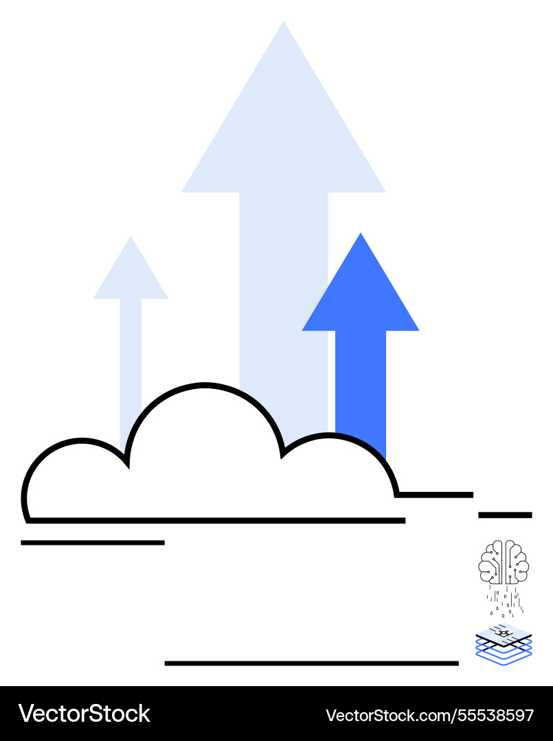 Cloud-based data growth concepts with arrows Cloud-based data growth concepts with arrows Vector Image