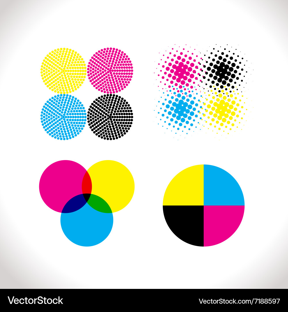 CMYK Color Set - Halftone Patterns vector image