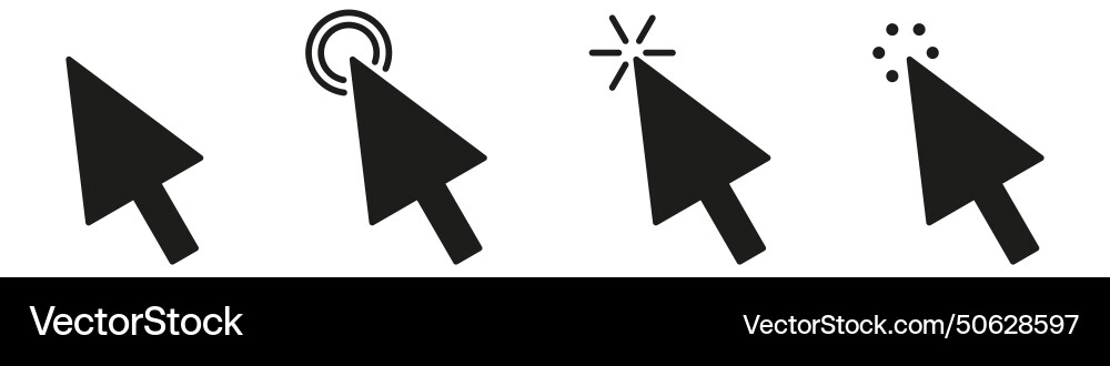 Computer Maus klicken Cursor graue Pfeilsymbole gesetzt Computer Maus klicken Cursor graue Pfeilsymbole gesetzt Vektorbild
