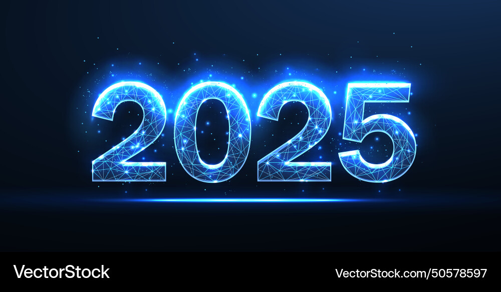 Digital numbers 2025 new year blue background Vector Image