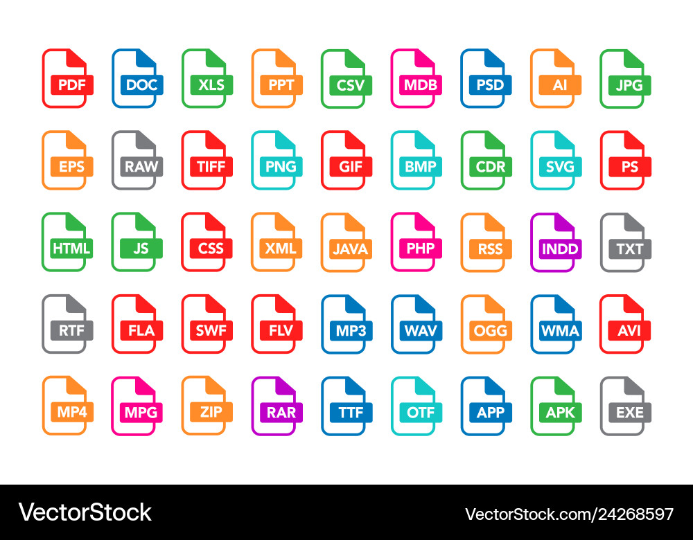 Document & File Type Icons vector image