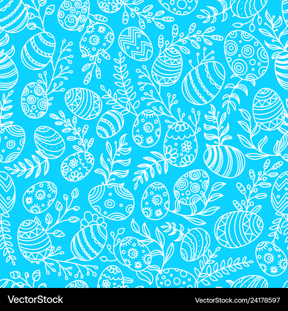 Easter seamless pattern with eggs and spring Easter seamless pattern with eggs and spring vector image
