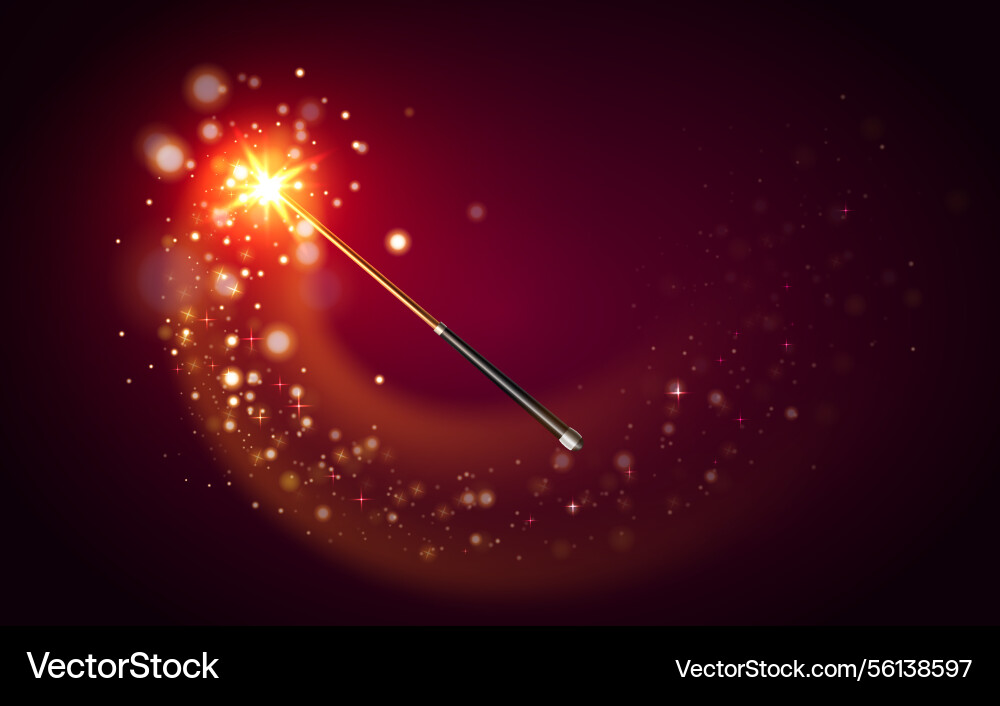 Magic wand with red gradient background Vector Image