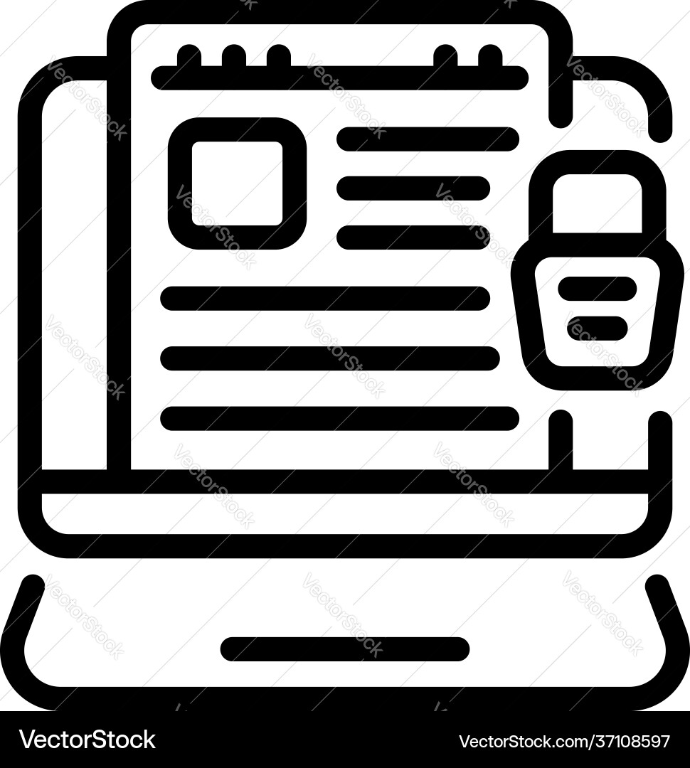 Monitor password icon outline style Monitor password icon outline style vector image