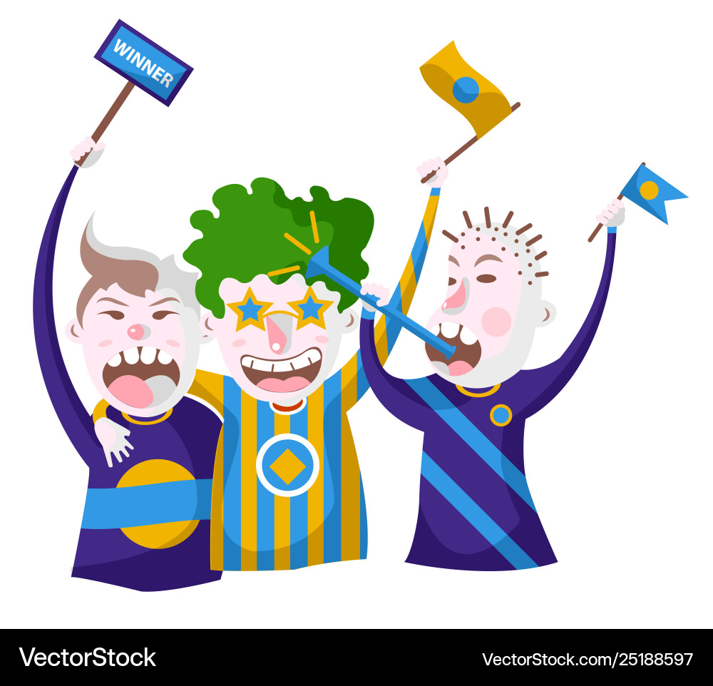 Sport fans football game friends in symbolic vector image