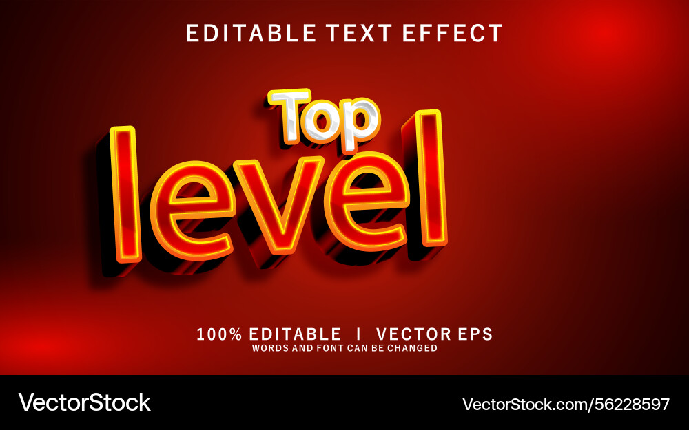 Top level 3d text effect with modern style design Top level 3d text effect with modern style design vector image