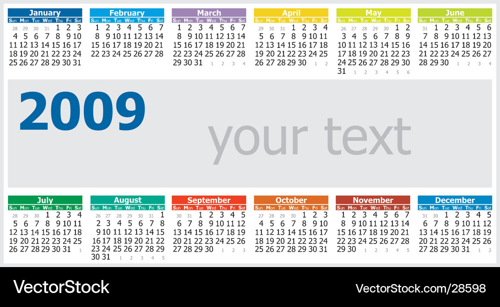 2009 Calendar - Yearly Overview Vector Image