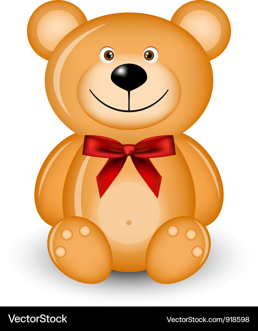 Bear with red bow Vector Image