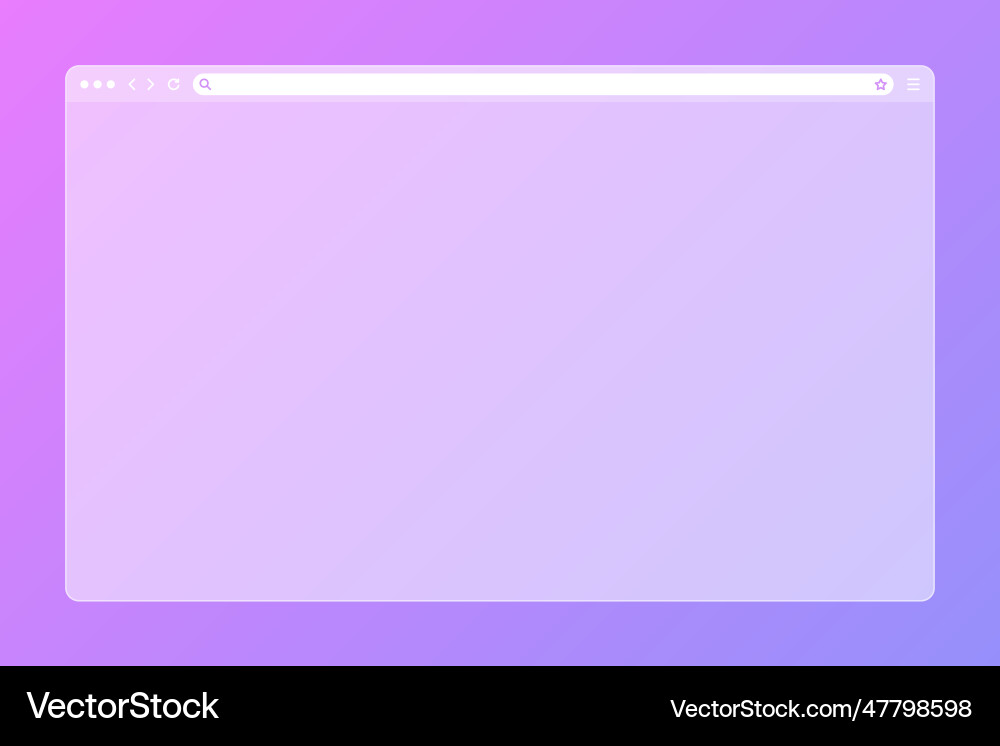 Blank transparent web browser window with toolbar Blank transparent web browser window with toolbar vector image