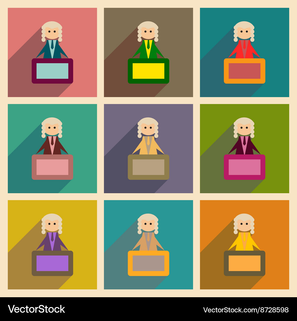 Concept of flat icons with long shadow judge Vector Image