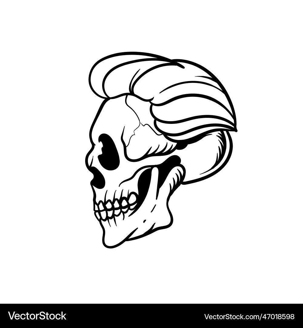 Hand drawn of skull head outline Hand drawn of skull head outline Vector Image