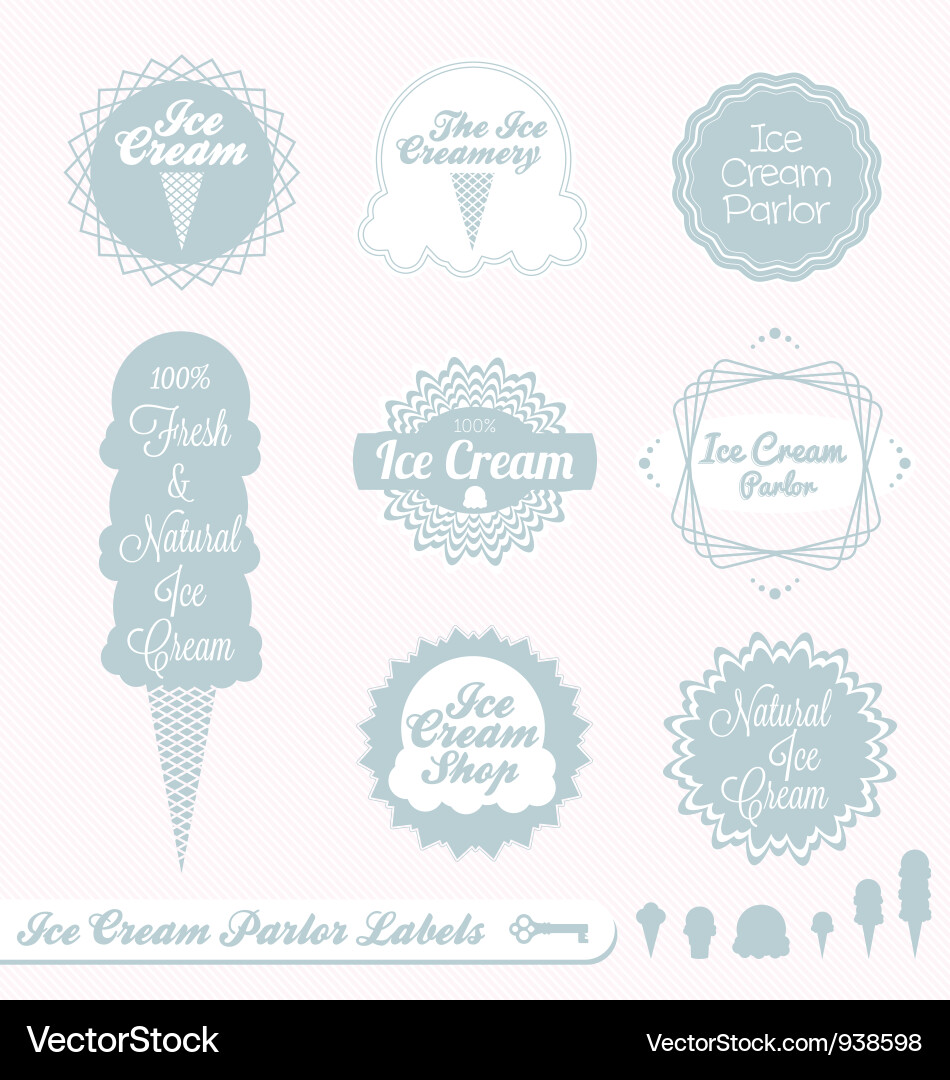 Ice Cream Parlor Labels & Decorations vector image