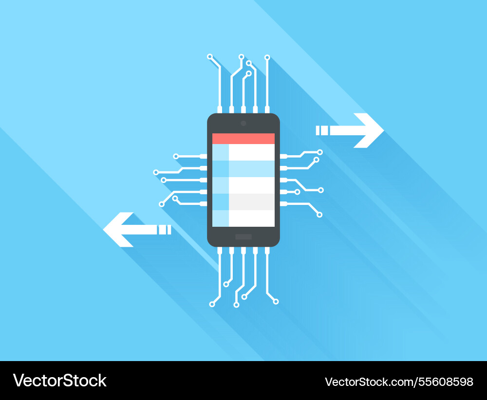 Mobile data processing concept Mobile data processing concept vector image