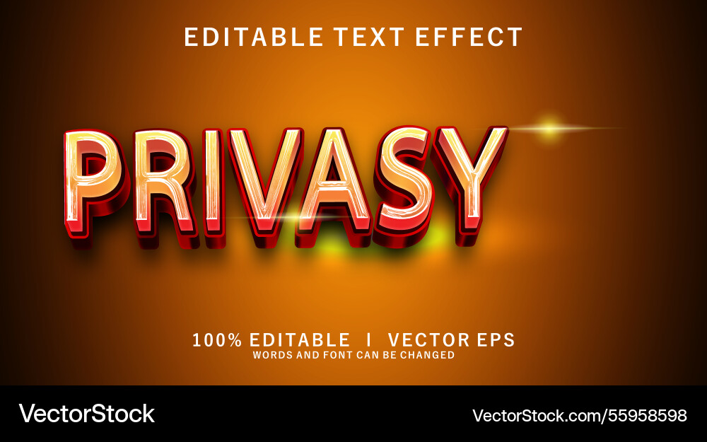 Privasy 3d text effect with modern style design Privasy 3d text effect with modern style design vector image