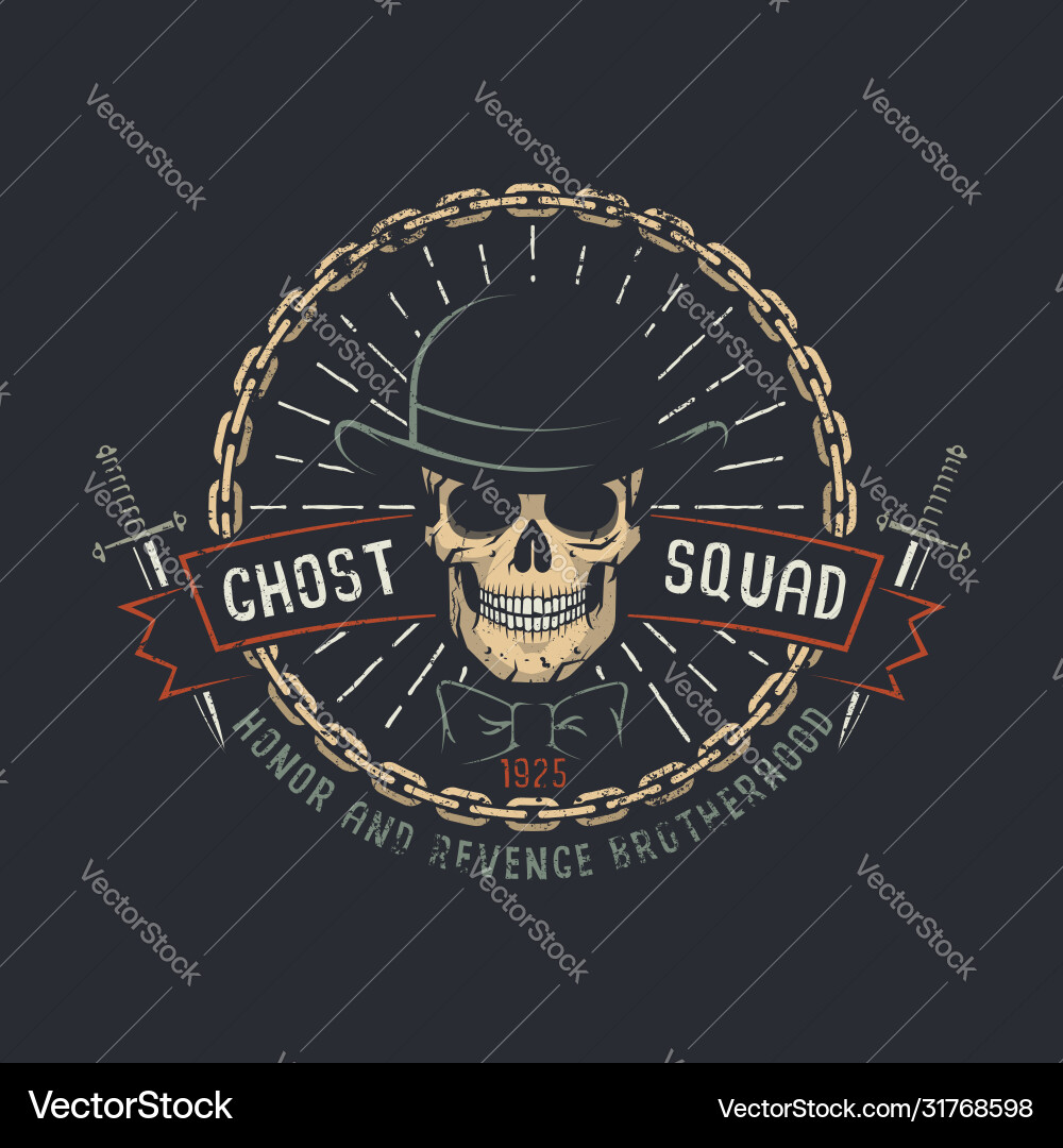 Skull with Chains and Hat Vector Image