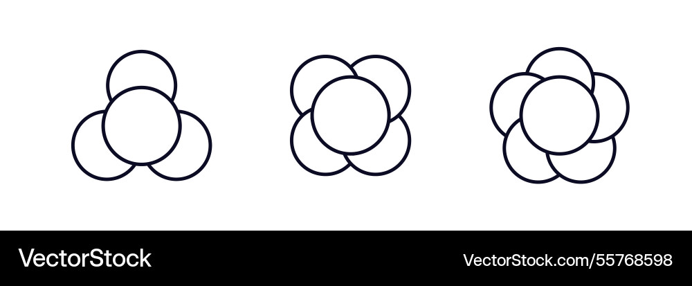 Three overlapping circle patterns showing growth Vector Image