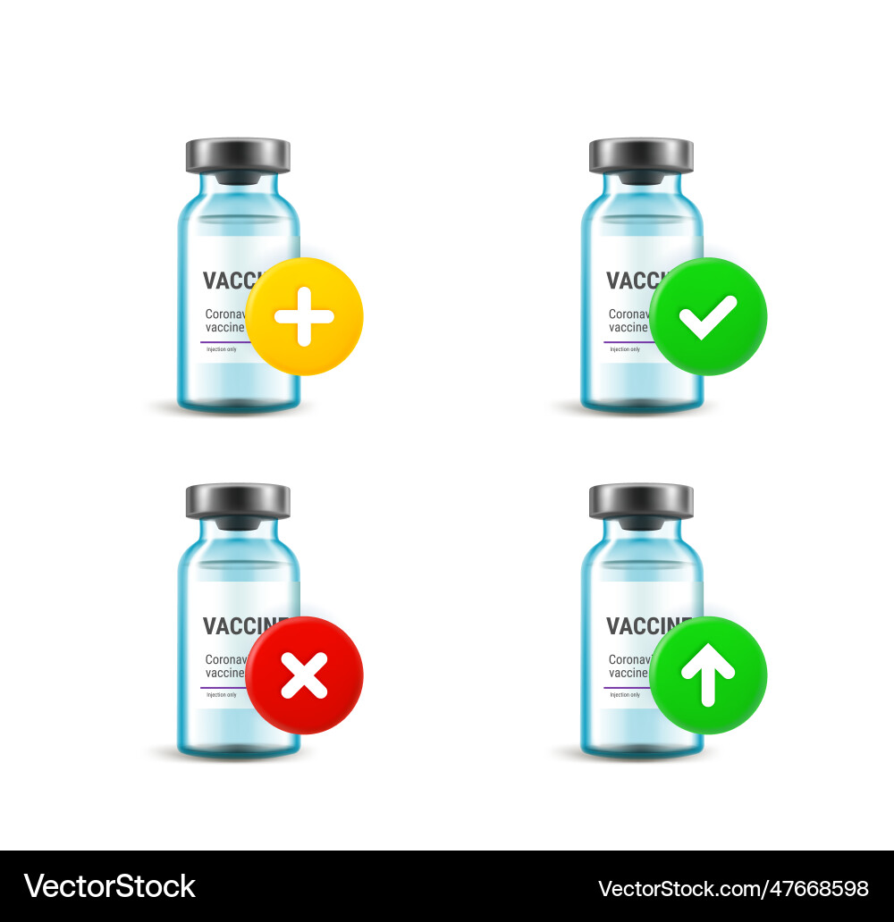 Vaccine Fläschchensatz mit verschiedenen Piktogrammen 3d Vaccine Fläschchensatz mit verschiedenen Piktogrammen 3d vektorbild