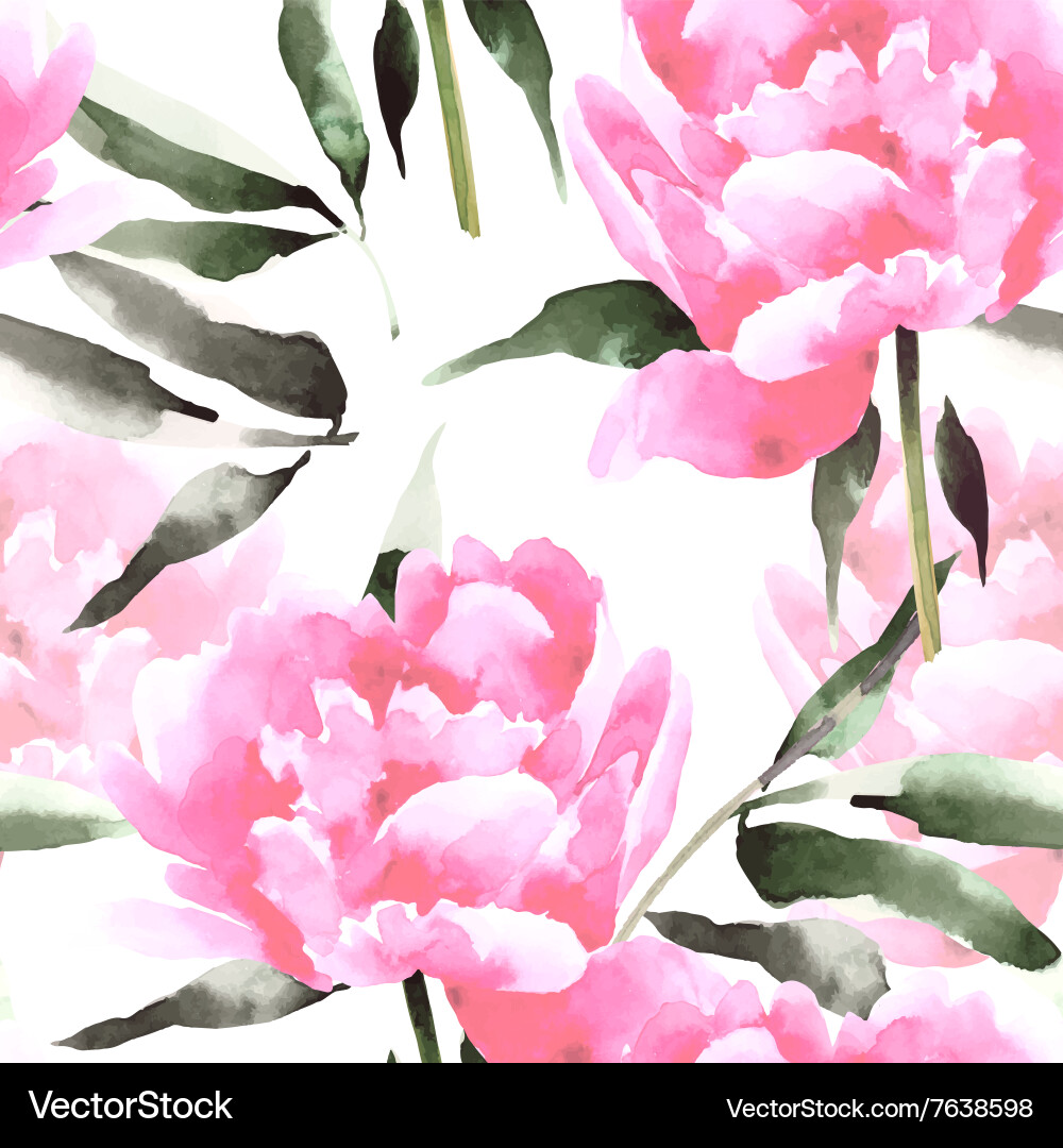 Watercolor Floral Seamless Pattern vector image