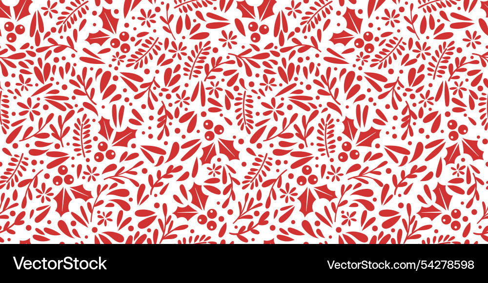 Winter botanical seamless repeat pattern red Winter botanical seamless repeat pattern red vector image