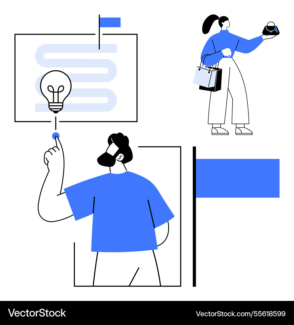 Conceptual team work with lightbulb idea vector image