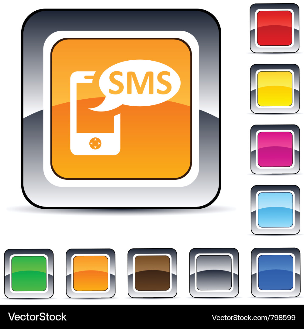 Sms square button Vector Image