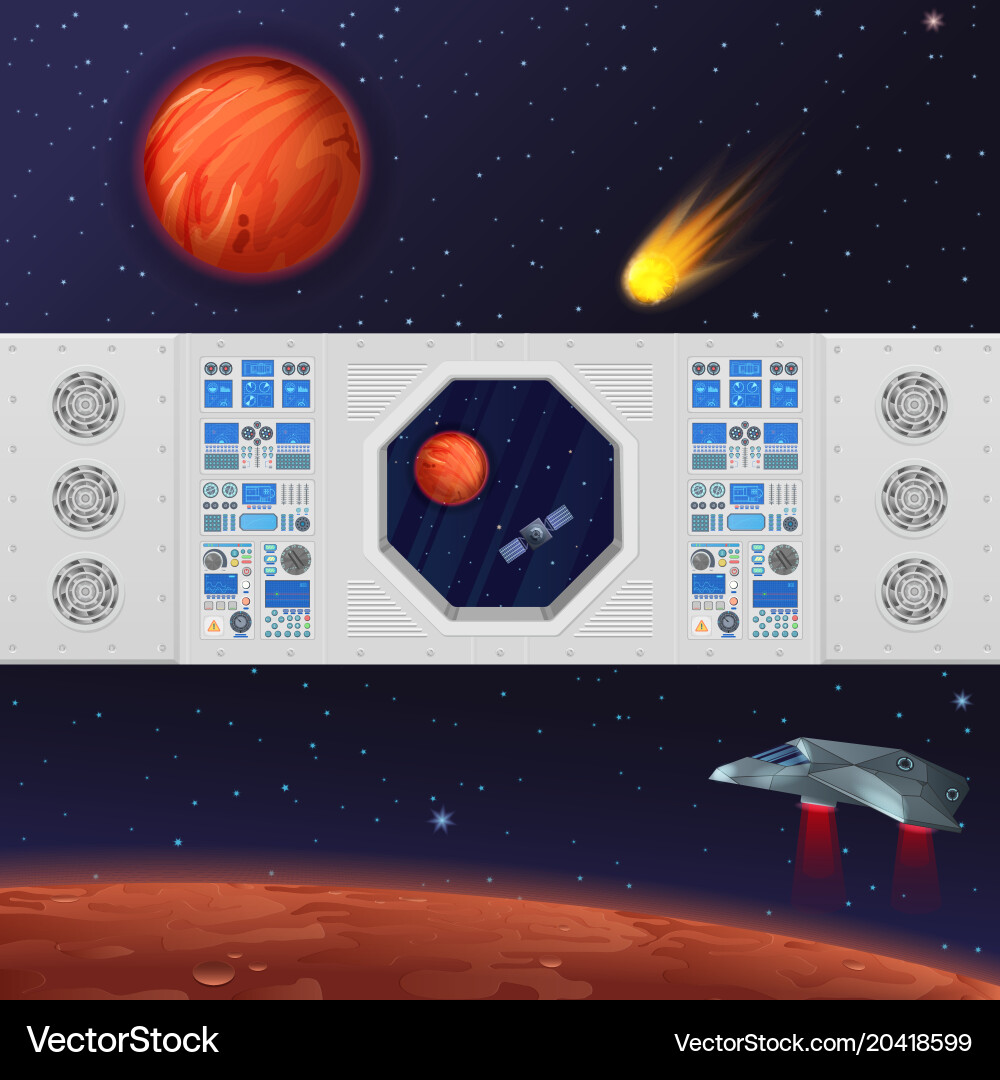 Spaceship Dashboard View vector image