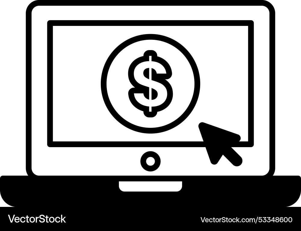 A computer screen with dollar sign and mouse A computer screen with dollar sign and mouse Vector Image