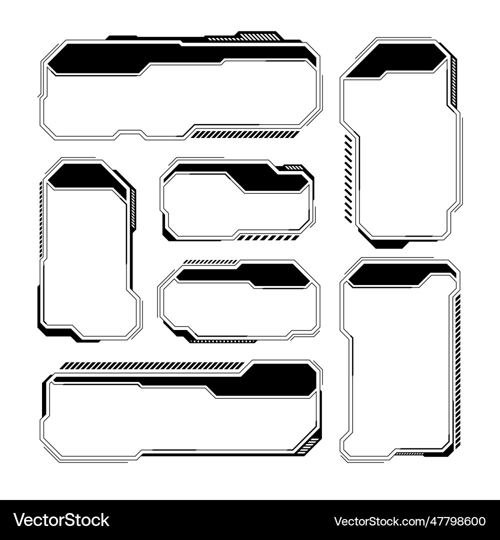 Black futuristic hud or ui elements sci-fi user Black futuristic hud or ui elements sci-fi user vector image