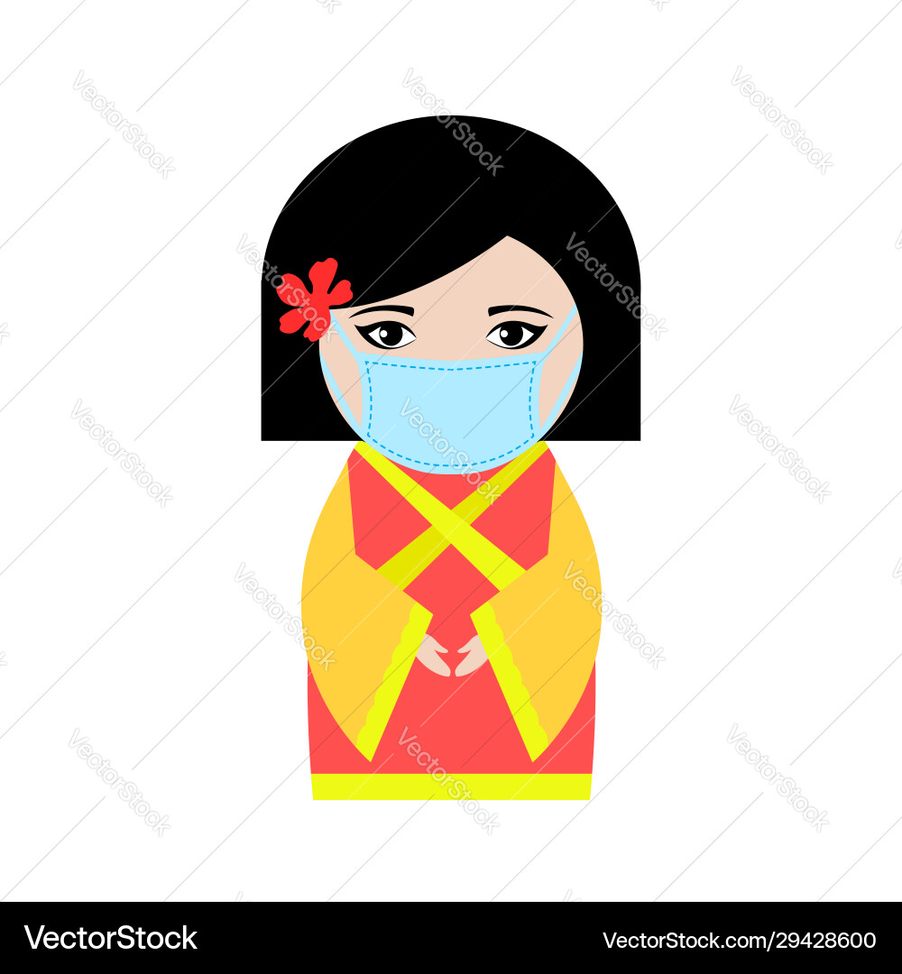 Chinese woman in protective mask Chinese woman in protective mask vector image